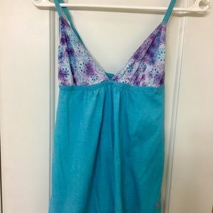 Spaghetti strap teal and purple tank top